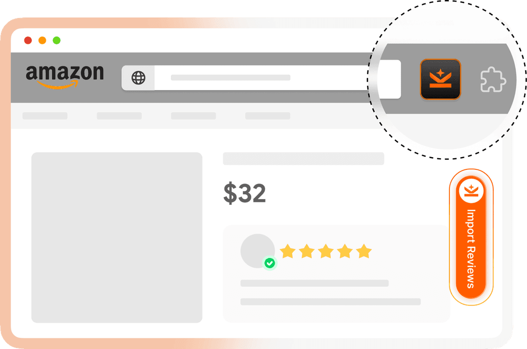 <h3>Import Quality Reviews by Extension
<em>(From Anywhere)</em></h3>
See a great review while browsing Temu, Amazon, or eBay? Just click to import - with media, full translation, and 99.9% success.
<ul>
 	<li>Import directly from product pages — no copy-paste needed</li>
 	<li>Photo &amp; video reviews supported</li>
 	<li>Auto-translates to your store or customer’s language</li>
 	<li>Assign reviews to the right product in one click</li>
</ul>